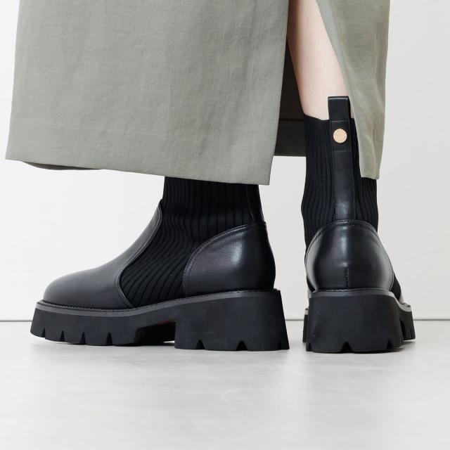 HIMIKO（HIMIKO）/ニットが優しく包み込む【卑弥呼25AW】トラックソールリブニットブーツ/651419