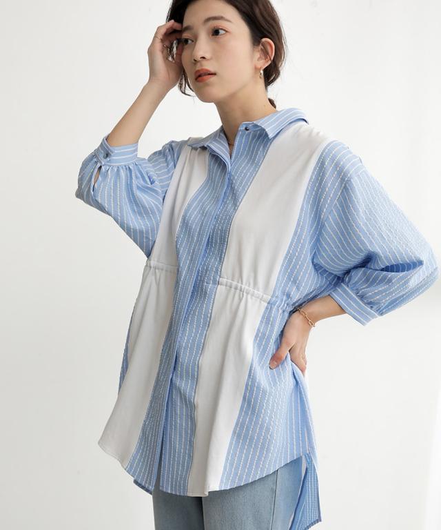 ブージュルード（Bou Jeloud）/ストライプブロックシャツチュニック