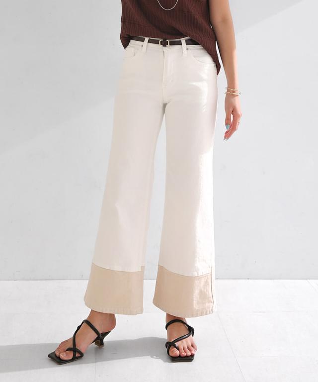 ブージュルード（Bou Jeloud）/裾折り返しワイドデニム