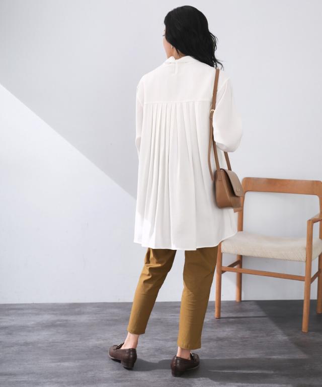 ブージュルード Bou Jeloud タイ付前後差チュニック （WHITE） ブージュルード Bou Jeloud タイ付前後差チュニック （WHITE