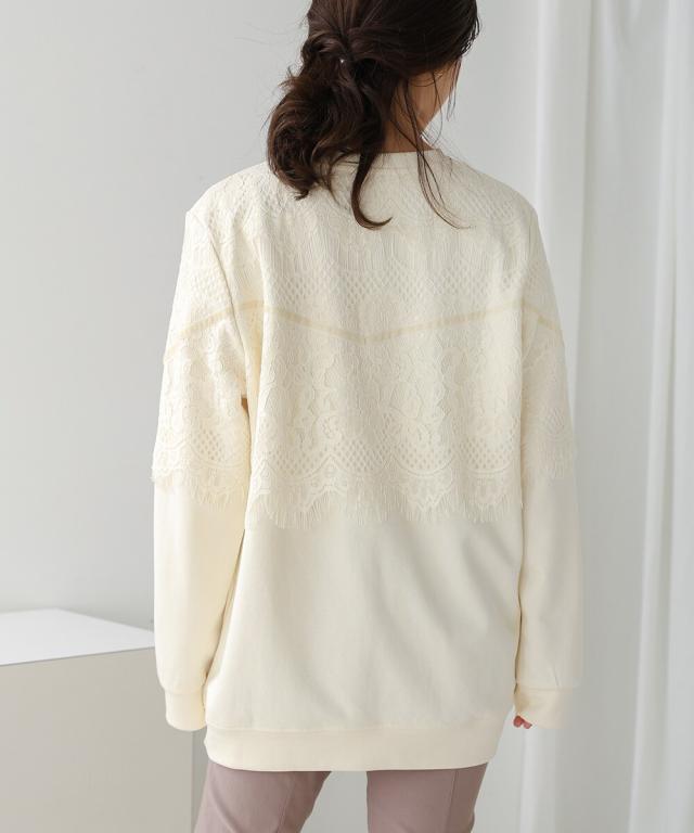 ★美品　トップス　bou jeloud ブージュルード　レース Bou Jeloud（ブージュルード） tシャツ レースレイヤードロゴプル