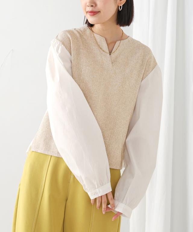 ブージュルード（Bou Jeloud）/ツイード調ドッキング切替トップスの通販は