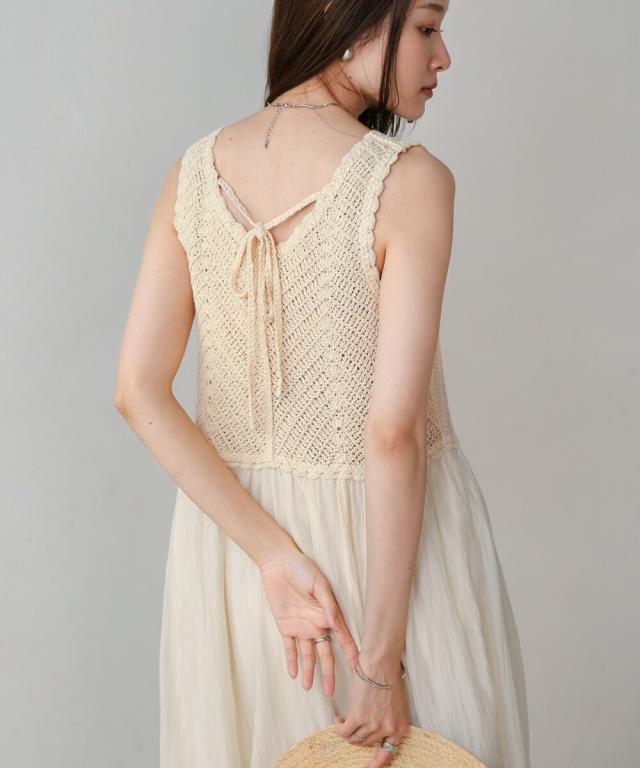 バブ（Bab）/【S・Mサイズあり】クロシェコンビキャミワンピースの通販は