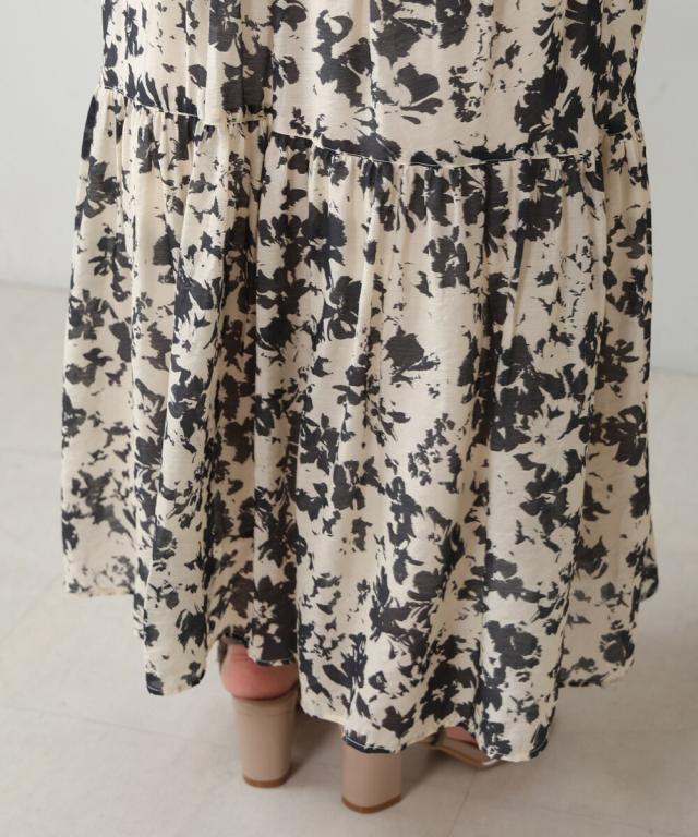 ブージュルード（Bou Jeloud）/モノトーンプリントティアードスカート