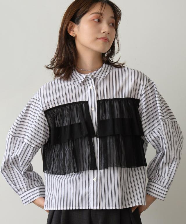 ブージュルード（Bou Jeloud）/ストライプチュールフリルシャツの通販は 5,829円