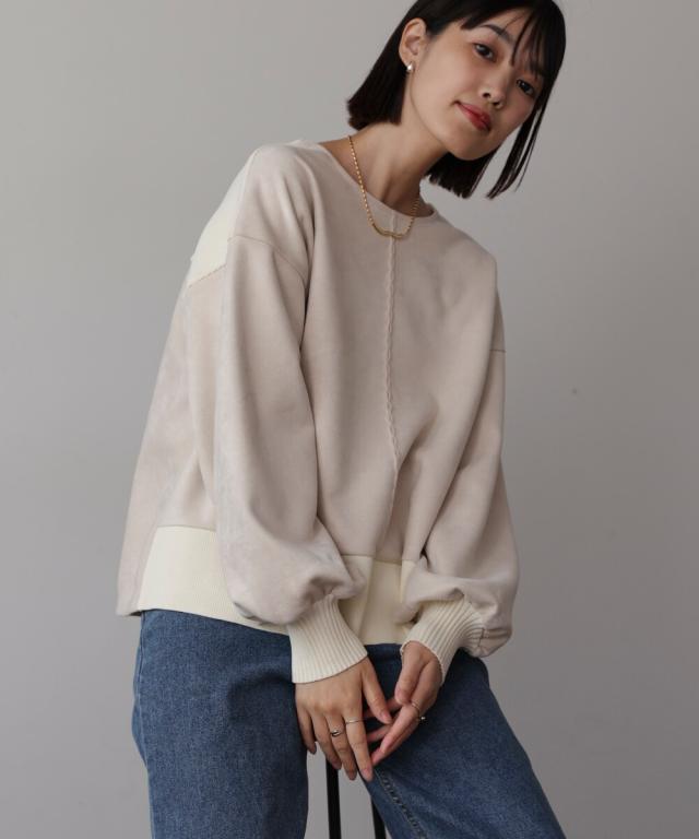 ブージュルード（Bou Jeloud）/スエード×リブ2WAYプルオーバーの通販