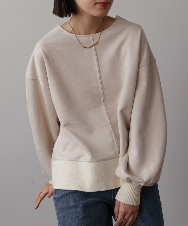 ブージュルード（Bou Jeloud）/スエード×リブ2WAYプルオーバーの通販
