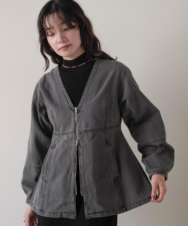 ブージュルード（Bou Jeloud）/フロントジップペルラムデニムジャケット 5,643円