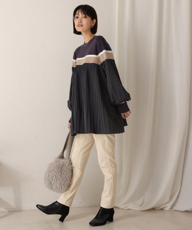 ブージュルード（Bou Jeloud）/異素材プリーツプルオーバー