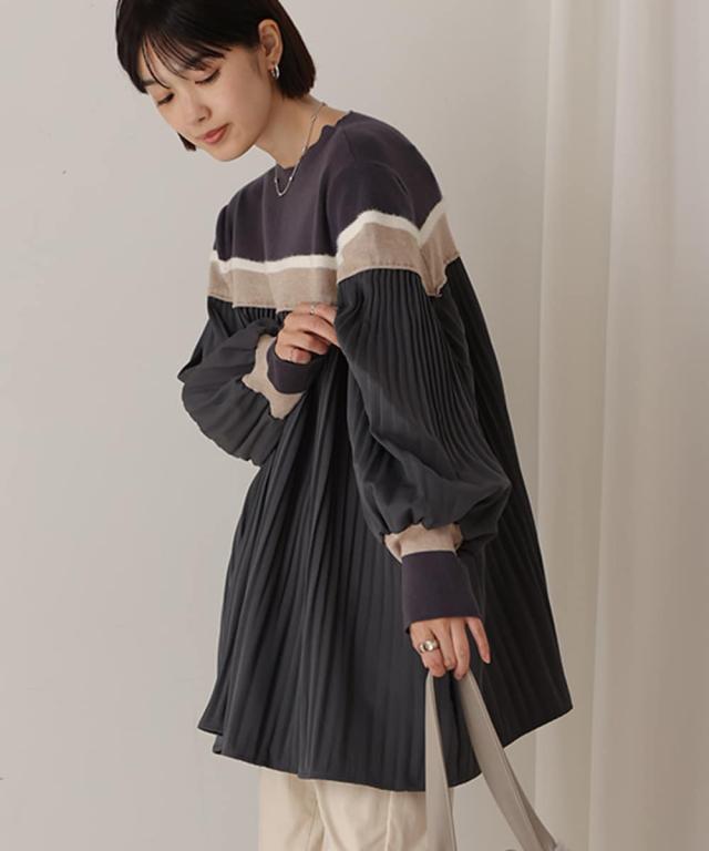 ブージュルード（Bou Jeloud）/異素材プリーツプルオーバー