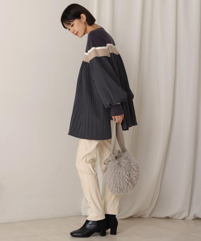 ブージュルード（Bou Jeloud）/異素材プリーツプルオーバー