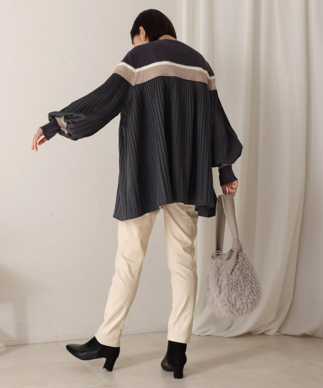 ブージュルード（Bou Jeloud）/異素材プリーツプルオーバー