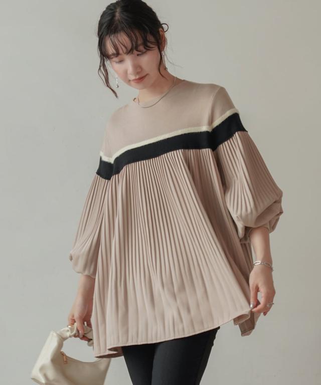 ブージュルード（Bou Jeloud）/異素材プリーツプルオーバー