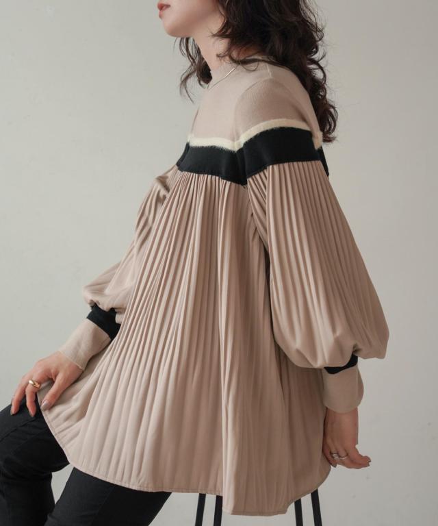 ブージュルード（Bou Jeloud）/異素材プリーツプルオーバー