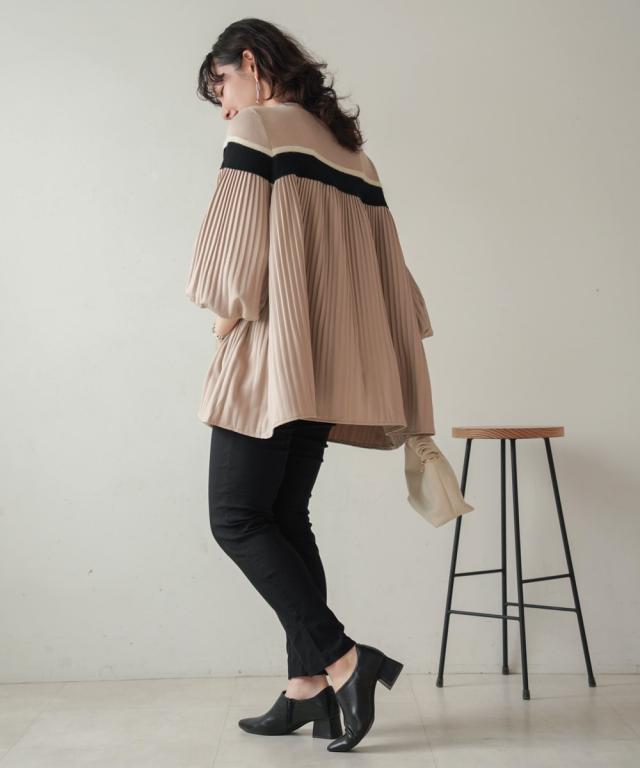 ブージュルード（Bou Jeloud）/異素材プリーツプルオーバー