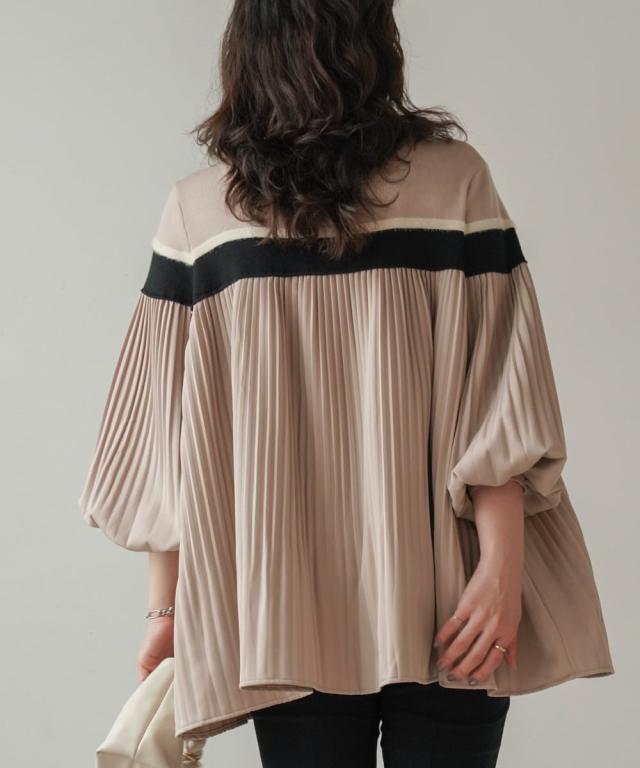 ブージュルード（Bou Jeloud）/異素材プリーツプルオーバー