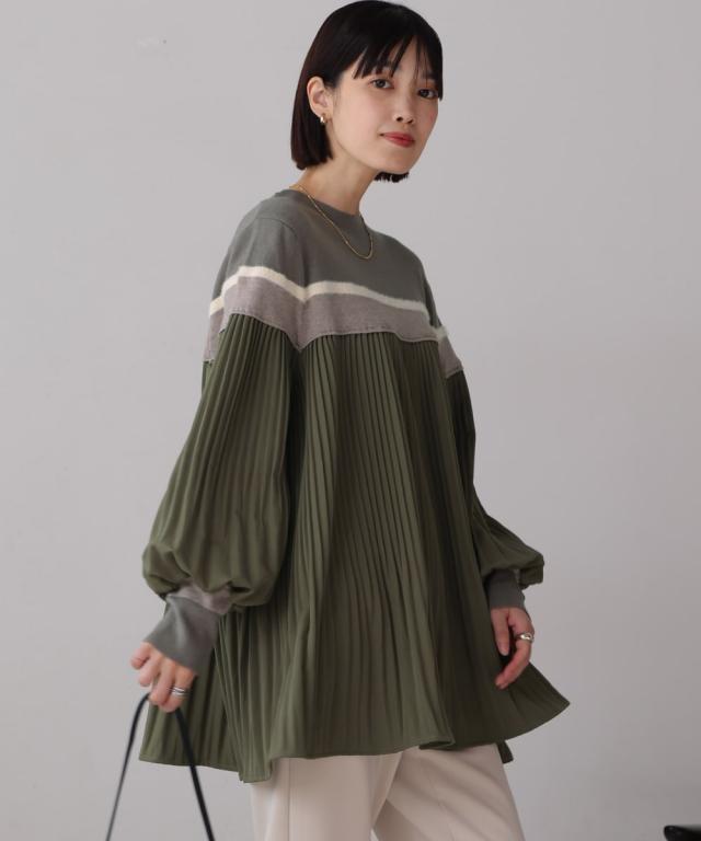 ブージュルード（Bou Jeloud）/異素材プリーツプルオーバー