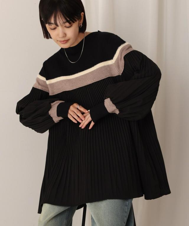 ブージュルード（Bou Jeloud）/異素材プリーツプルオーバー