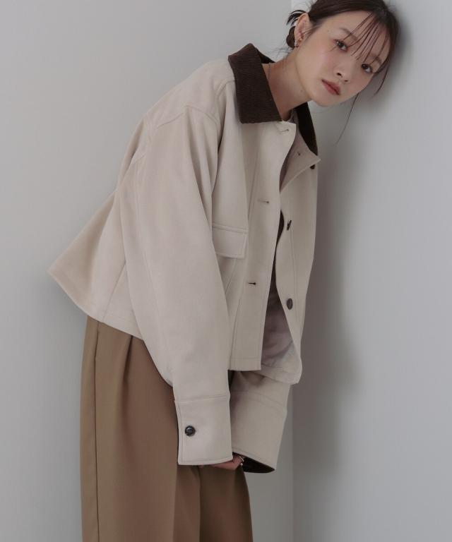 バブ（Bab）/フェイクスエード×コーデュロイショートカバーオール バブ（Bab）/フェイクスエード×コーデュロイショートカバーオールの