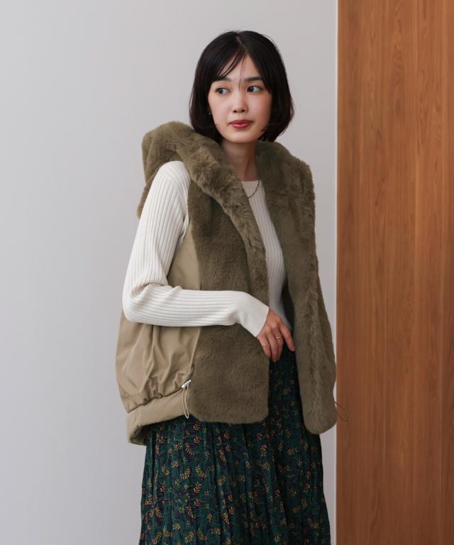 ブージュルード（Bou Jeloud）/異素材ＭＩＸダウンファーベスト