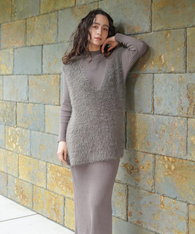 ブージュルード（Bou Jeloud）/【2点セット】シャギーチュニックリブワンピースセット