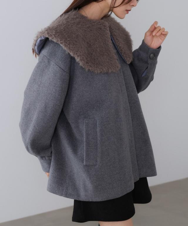 バブ（Bab）/2WAYビッグカラーハーフコート