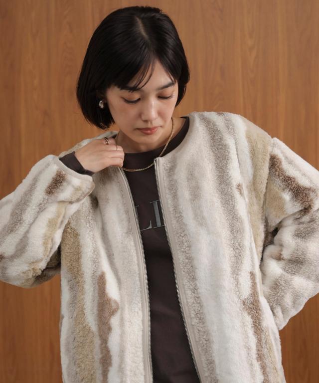 【NEW】ブージュルード（Bou Jeloud）/ニュアンスカラーボア2WAYブルゾン