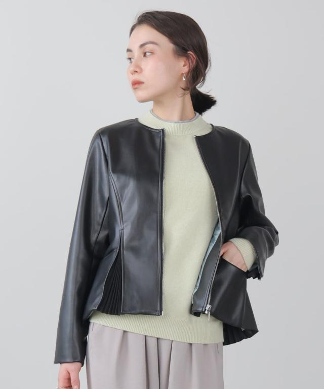 ブージュルード（Bou Jeloud）/ペプラムフェイクレザージャケット 8,997円