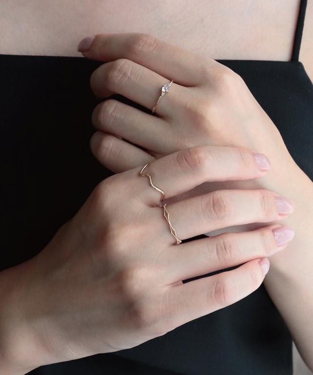 ノワールドプーペ レイヤード リング 11号 NOIR DE POUPEE】 K10クロス