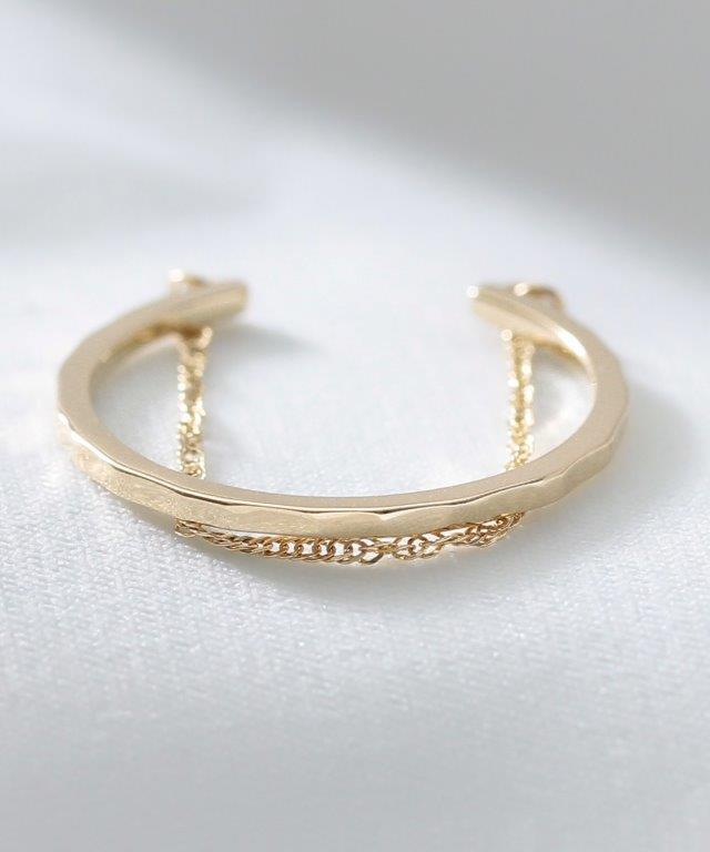 【NOIR DE POUPEE】K10 frais 2連ウェーブ ゴールドリング NOIR DE POUPEE】K10 frais 2連ウェーブ ゴールドリング