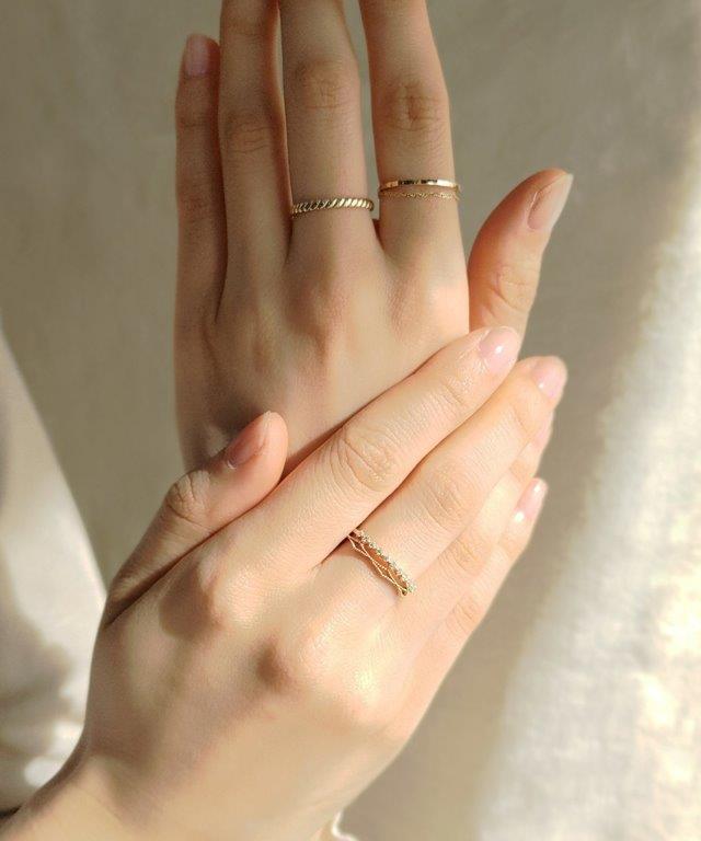 NOIR DE POUPEE K10 シンプル クロスライン レイヤードリング NOIR DE POUPEE K10 クロスリング NOIR DE POUPEE K10 シンプル クロス