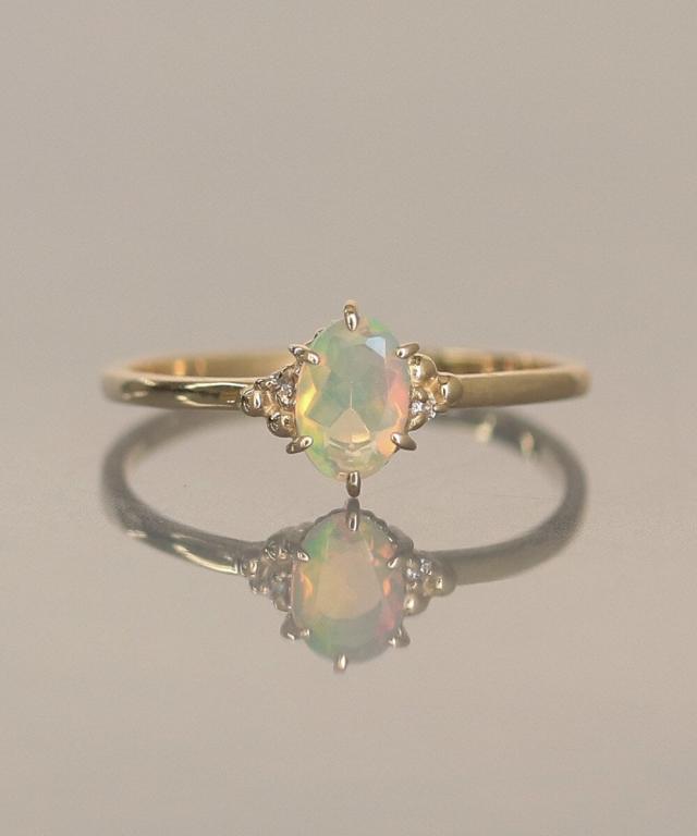 noir de poupee K10 オパール しずく 一粒 リング 11号noir de