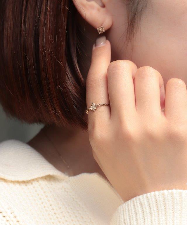 ノワール ド プーペ（NOIR DE POUPEE）/K10 le bois スクエア透かしダイヤモンド　チェーンリング_4