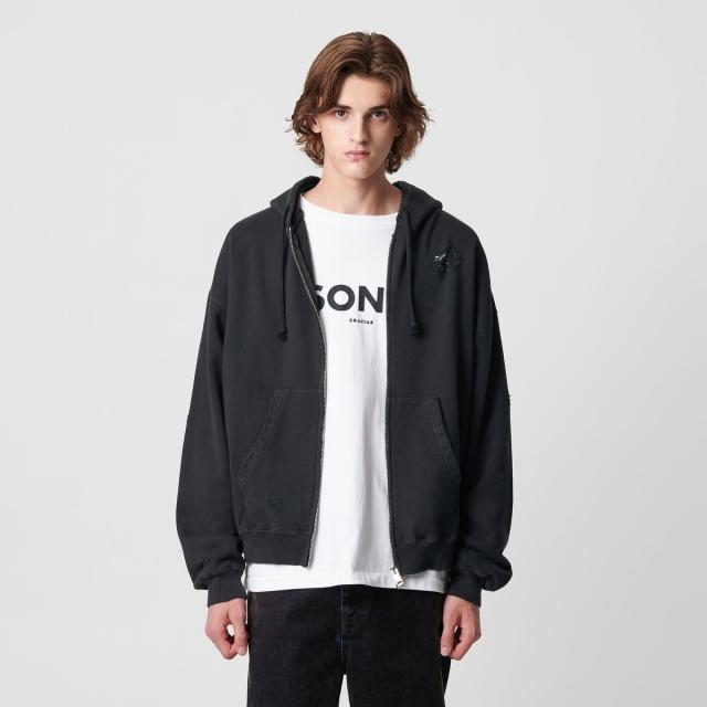 モンキータイム（monkey time）/フレンチテリー ディストレスト フルジップ フーディー