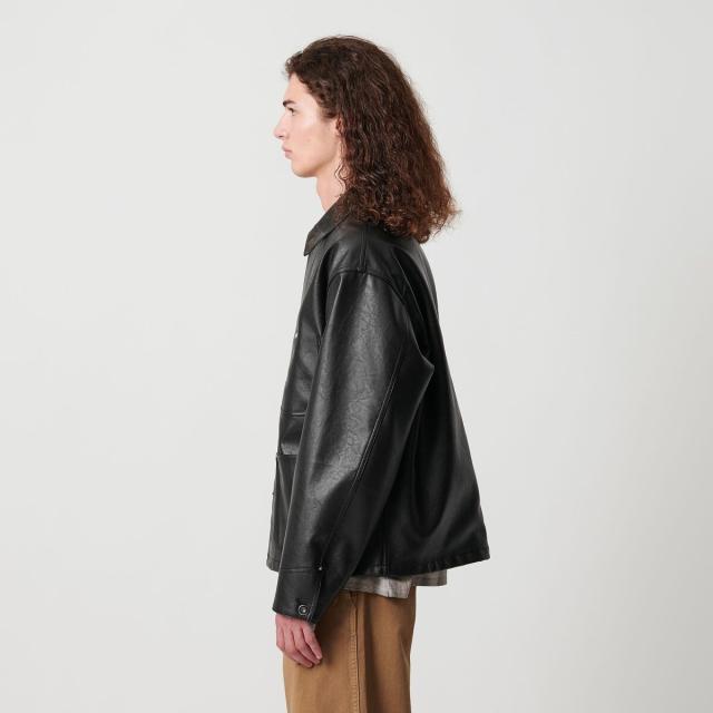 モンキータイム（monkey time）/レザーライク クロップド カバーオール