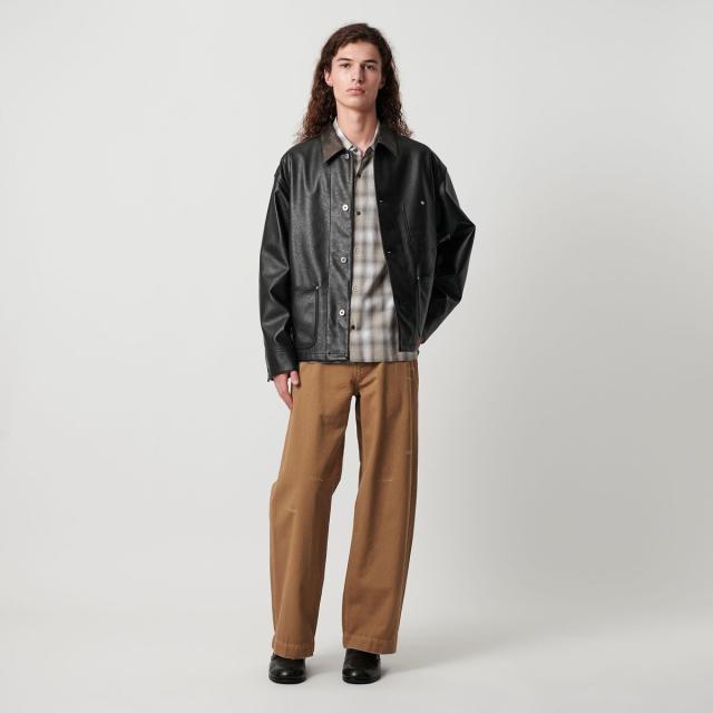 モンキータイム（monkey time）/レザーライク クロップド カバーオール