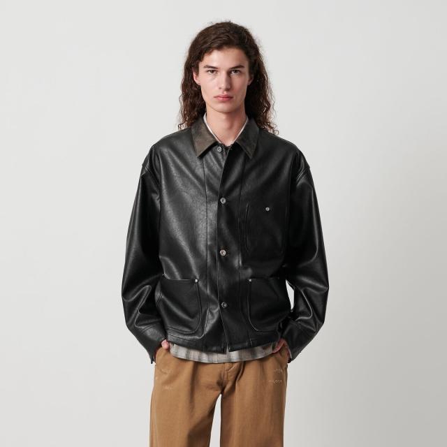 モンキータイム（monkey time）/レザーライク クロップド カバーオール