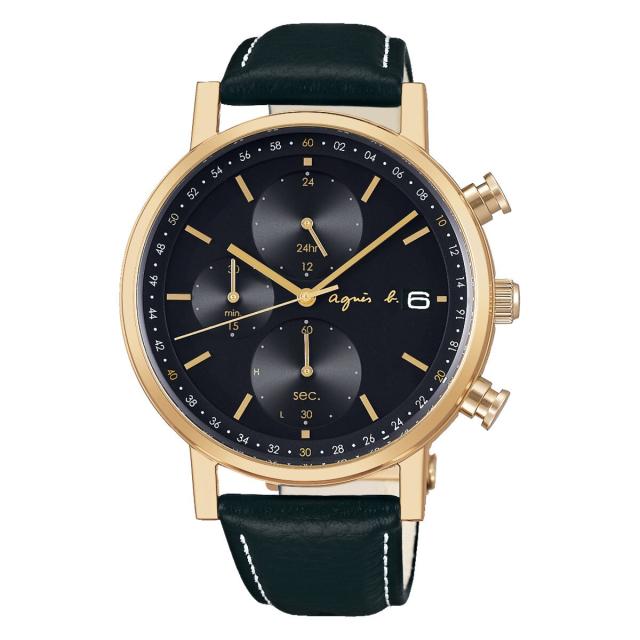 美品☆トカゲアニエスベーソーラークロノグラフ☆agnes b.レザール