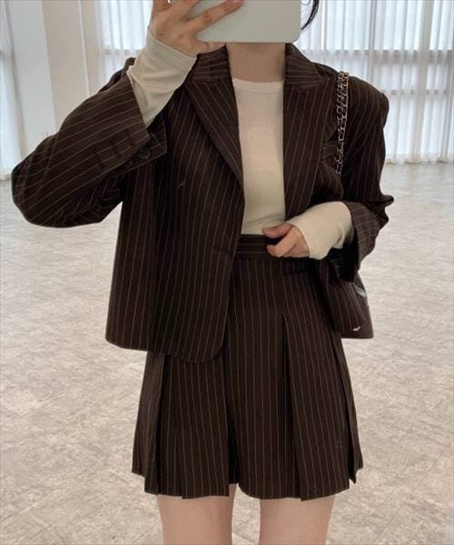 テディショップ/レディース ストライプ柄ショート丈ジャケット+ テディショップ/レディース ストライプ柄ショート丈ジャケット+