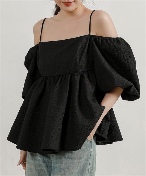 テディショップ(TeddyShop)/レディース 2WAYオフショル&スクエアネックのランタンスリーブペプラムブラウスの通販は