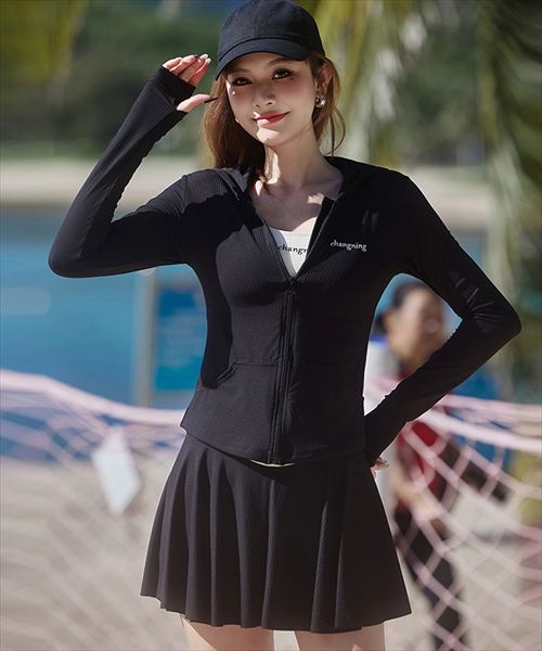 テディショップ（TeddyShop）/レディース 長袖ラッシュガード+レギンス+バッククロススビキニ 4点セット ［大きいサイズ有］