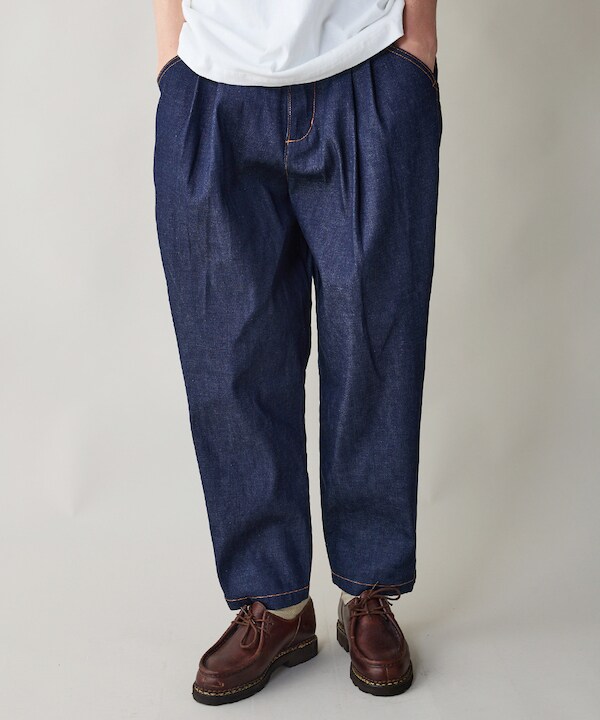 レアセル（rehacer）/rehacer : Pleat Denim Trousers / プリーツデニム トラウザーズ