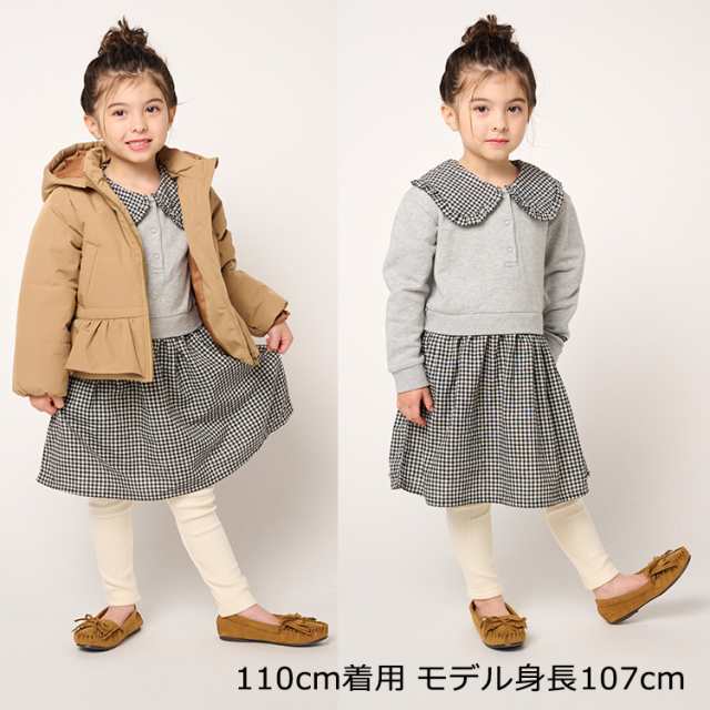 グリーンパークス 子供服 チェック 切り替えワンピース