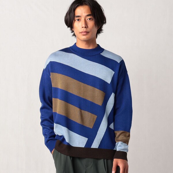 ベータ・メン/βボーダーグラフィック モックネックセーター