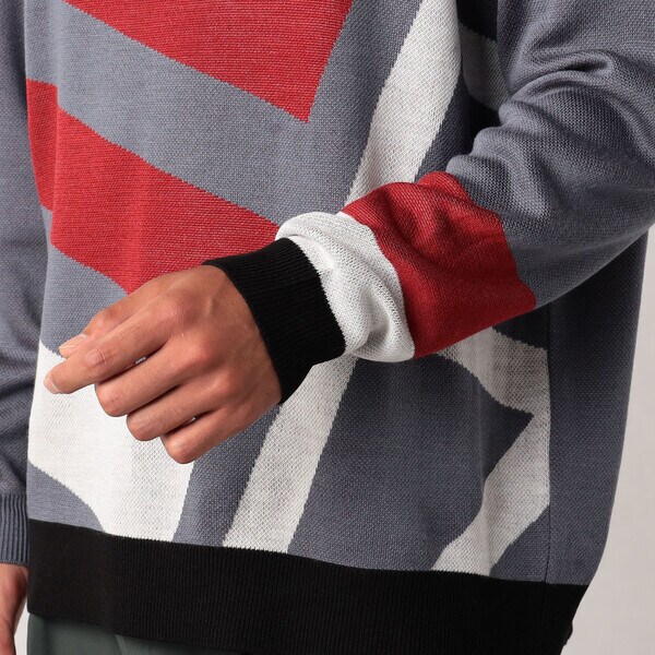 ベータ・メン/βボーダーグラフィック モックネックセーター