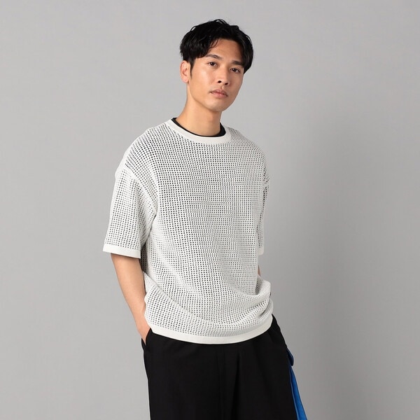 ベータ・メン（BMEN）/半袖メッシュ クルーネックニット