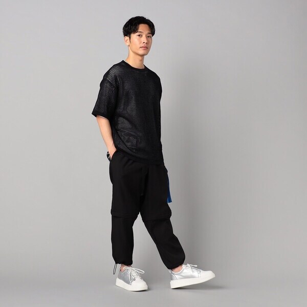 ベータ・メン（BMEN）/半袖メッシュ クルーネックニット