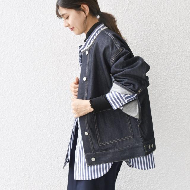 シップス エニィ（SHIPS any）/SHIPS any: ノーカラー デニム ブルゾン