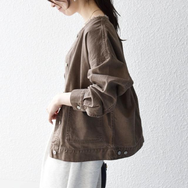 シップス エニィ（SHIPS any）/《一部予約》SHIPS any: ノーカラー デニム ブルゾン［SHIPS any DENIM］