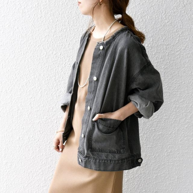 シップス エニィ（SHIPS any）/SHIPS any: ノーカラー デニム ブルゾン